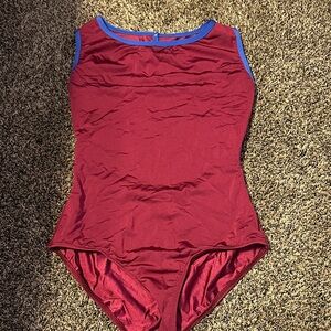 Maroon and Blue Sleeveless Leotard